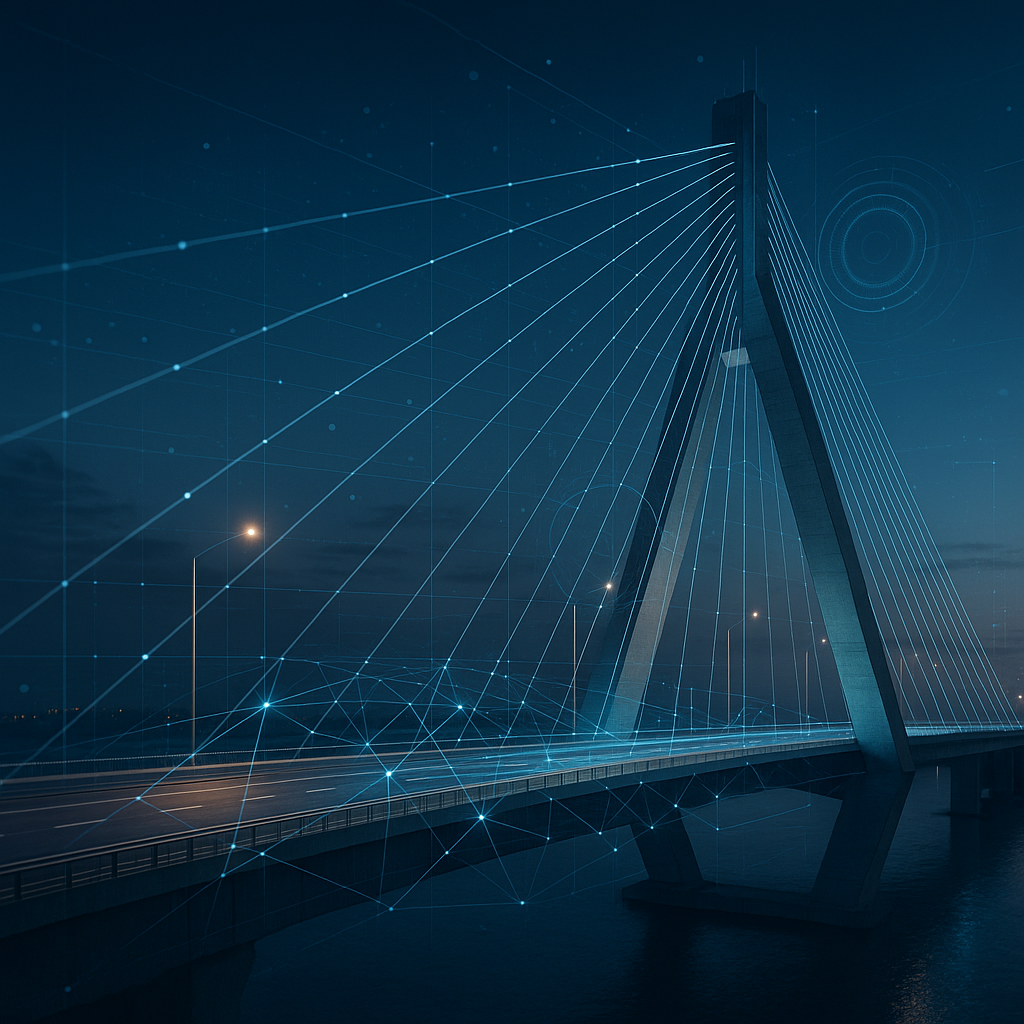 Symbolbild: BIM-Modell einer Brücke und Infrastruktur im 3D-Modell